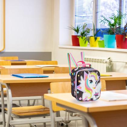 Imagem de Lancheira Térmica Escolar Infantil Criança Personagem Viagem Passeio Resistente Colorida C/ Estampa Compacta Personagem Menina