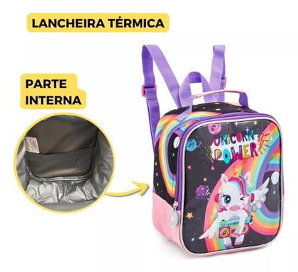 Imagem de Lancheira Térmica Feminina Infantil Escolar Unicórnio - Denlex