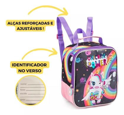 Imagem de Lancheira Térmica Feminina Infantil Escolar Unicórnio - Denlex