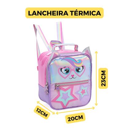 Imagem de Lancheira Térmica Infantil Gatinho Estrela Escolar Meninas