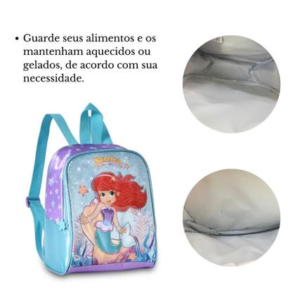 Imagem de Lancheira Térmica Pequena Sereia Encanto C/ Alças De Costas - Super Reforçada - Escolar - Clio