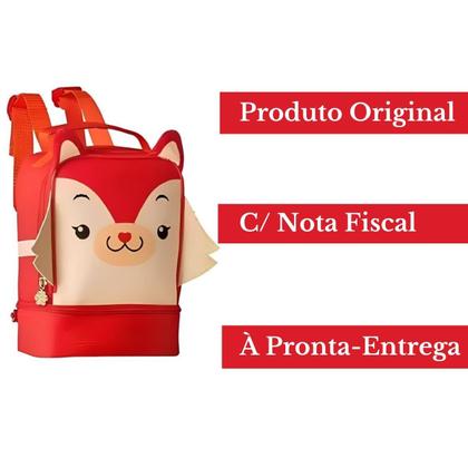 Imagem de Lancheira Térmica Raposa Raposinha C/ 2 Bolsos Térmicos Escolar/Passeio Pets Super Resistente - Clio