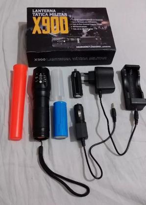 Imagem de Lanterna 900 Tatica Militar Led Creen Com Bateria Recarregavel Com Bastão Red Cor da luz Branco