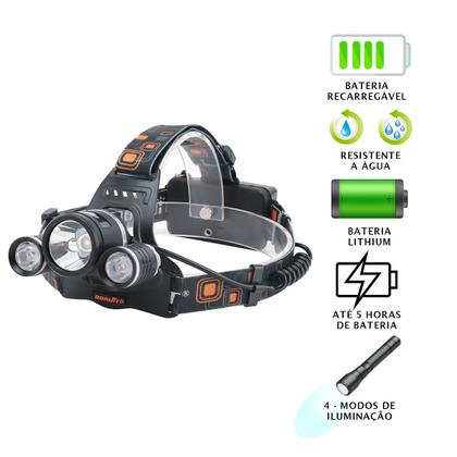Imagem de Lanterna Cabeça Led Recarregável Capacete Profissional Tática