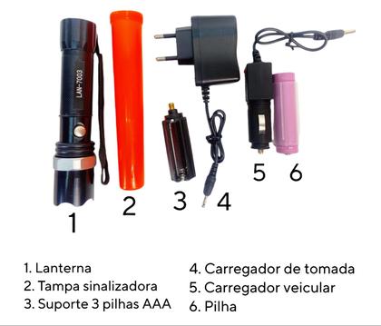 Lanterna Com Sinalizador Zoom Ajustável OneX LAN-7003 - Lanterna