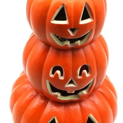 Imagem de Lanterna de Abóbora LED para Halloween - Jack-o'-lantern com Design de Fantasma para Festas