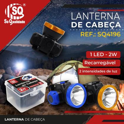 Lanterna de Cabeça 1 led 2W Recarregável 1200 mAh SQ-4196