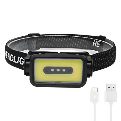 Imagem de Lanterna De Cabeça LED Com Sensor De Movimento COB 500LM Recarregável Tipo-C À Prova d'Água 5 Modos
