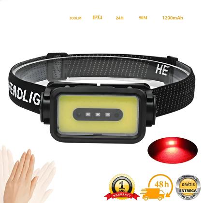 Imagem de Lanterna De Cabeça LED Com Sensor De Movimento COB 500LM Recarregável Tipo-C À Prova d'Água 5 Modos
