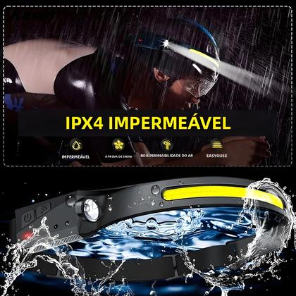 Imagem de Lanterna De Cabeça LED Recarregável Com Sensor, 5 Modos, Bateria Integrada, Ideal Para Pesca E