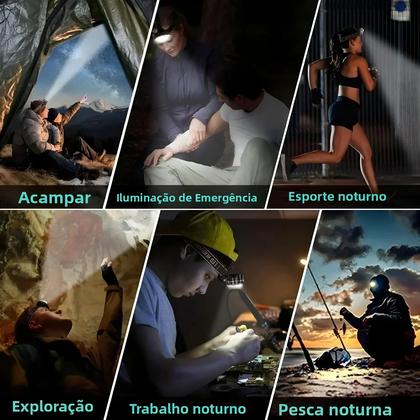 Imagem de Lanterna De Cabeça Recarregável Com 8 LEDs, 8 Modos, À Prova D'Água, Luz COB Para Camping E Pesca