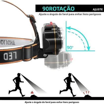 Imagem de Lanterna De Cabeça Recarregável Com 8 LEDs, 8 Modos, À Prova D'Água, Luz COB Para Camping E Pesca