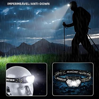Imagem de Lanterna De Cabeça Recarregável Com Sensor De Movimento 9 LEDs USB Portátil Para Pesca Camping E