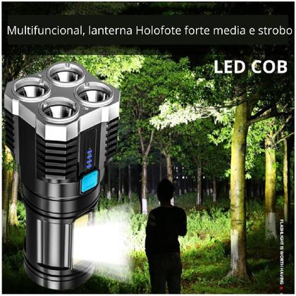 Lanterna De Led Recarregável Potente 4 Leds Impermeável - MADE BASICS Imagem de Lanterna De Led Recarregável Potente 4 Leds Impermeável
