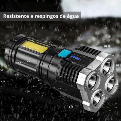 Lanterna De Led Recarregável Potente 4 Leds Impermeável - MADE BASICS Imagem de Lanterna De Led Recarregável Potente 4 Leds Impermeável