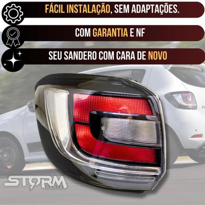 Imagem de Lanterna Esquerda Luz de Freio Sandero ano 2015 A 2020 lente Fumê Renault sinaleira 2016 2017 2019 2019 Hi-power Easy-r Vibe