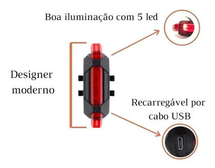 Imagem de Lanterna Farol Bike Led Buzina Sirene + Sinalizador Traseiro