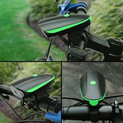 Imagem de Lanterna Farol T-6 Com Buzina Bicicleta Recarregável Usb