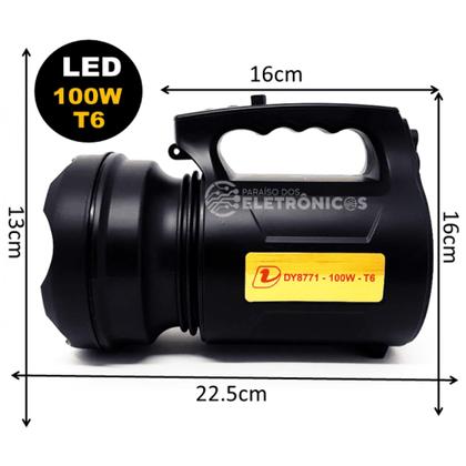 Imagem de Lanterna Holofote 100w Led T6 Recarregável Bivolt DY8771