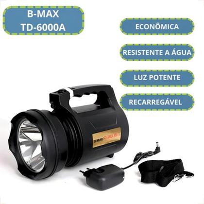 Imagem de Lanterna Holofote B-Max LED 30W Recarregável TD-6000A T6 Ideal para Pesca, Trilha e Camping