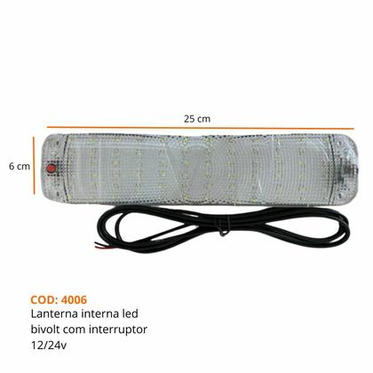 Imagem de Lanterna Interna Interruptor LED Bivolt 12v 24v 25x6cm