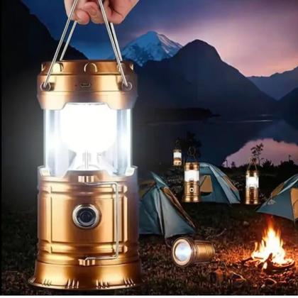 Imagem de Lanterna Lampião Retro Solar Usb Recarregável 6 Leds De iluminação Bivolt Para Camping LEY2289