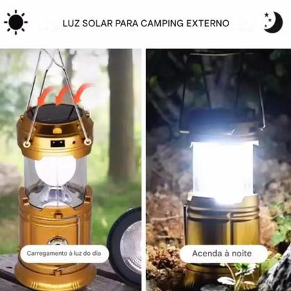 Imagem de Lanterna Lampião Retro Solar Usb Recarregável 6 Leds De iluminação Bivolt Para Camping LEY2289