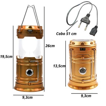 Imagem de Lanterna Lampião Retro Solar Usb Recarregável 6 Leds De iluminação Bivolt Para Camping LEY2289