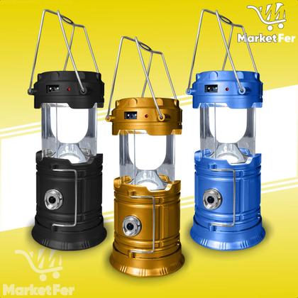 Imagem de Lanterna Lampião Solar Portátil Com Alça Camping Recarregável com USB ou Energia Solar