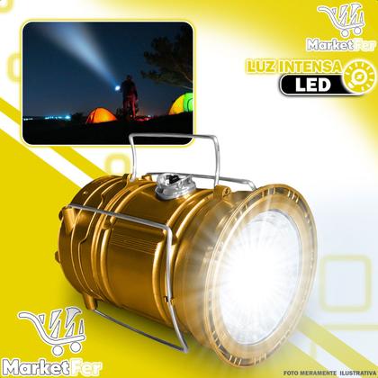 Imagem de Lanterna Lampião Solar Portátil Com Alça Camping Recarregável com USB ou Energia Solar