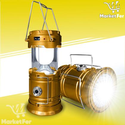 Imagem de Lanterna Lampião Solar Portátil Com Alça Camping Recarregável com USB ou Energia Solar