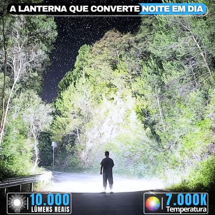 Imagem de Lanterna Led Alta Potencia Recarregavel Zoom Longo Alcance Powerbank Usb Resistente Agua Ipx6 Camping Tatica Emergencia 10000 Lumens