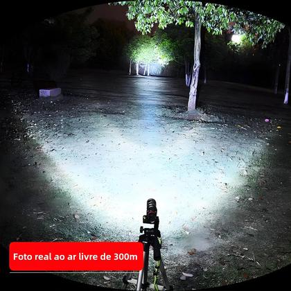 Lanterna LED Com Zoom De Alta Potência À Prova D'água 4 Modos USB Recarregável Tocha De Acampamento - shustar Imagem de Lanterna LED Com Zoom De Alta Potência À Prova D'água 4 Modos USB Recarregável Tocha De Acampamento