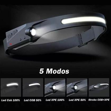 Imagem de Lanterna Led de Cabeça DK Profissional Recarregável Camping Sensor de Movimento - Adulto