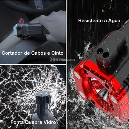 Imagem de Lanterna LED IP44 Recarregável com Cortador de Cinto, Quebra Vidro e Power Bank Inclusos LE8309