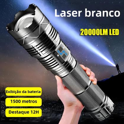 Imagem de Lanterna LED Laser Branca de Alta Potência - Super Brilhante, Longo Alcance e Zoom