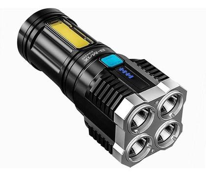 Imagem de Lanterna Led Prova Dágua 4 Núcleos Potente Usb Recarregável