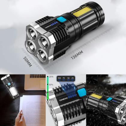 Lanterna Led Recarregável Forte Potente 4 Leds Prova D'água - Lanterna Forte Potente Imagem de Lanterna Led Recarregável Forte Potente 4 Leds Prova D'água