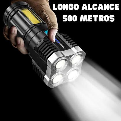 Lanterna Led Recarregável Forte Potente 4 Leds Prova D'água - Lanterna Forte Potente Imagem de Lanterna Led Recarregável Forte Potente 4 Leds Prova D'água