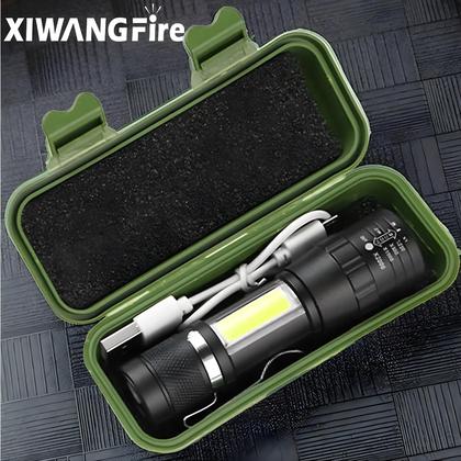 Imagem de Lanterna LED Recarregável T6 COB Portátil - Zoom 3 Modos - À Prova D'Água