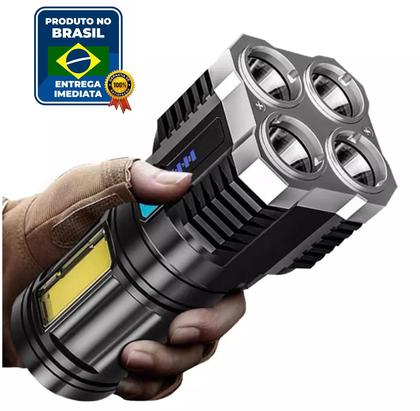 Lanterna Led Recarregavel Usb 4 Nucleos Alto Brilho - LUATEK Imagem de Lanterna Led Recarregavel Usb 4 Nucleos Alto Brilho