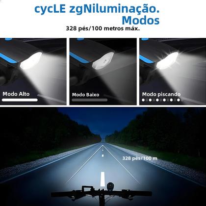 Imagem de Lanterna LED Recarregável USB Para Bicicleta Com Buzina, Conjunto De Farol E Luz Traseira À Prova
