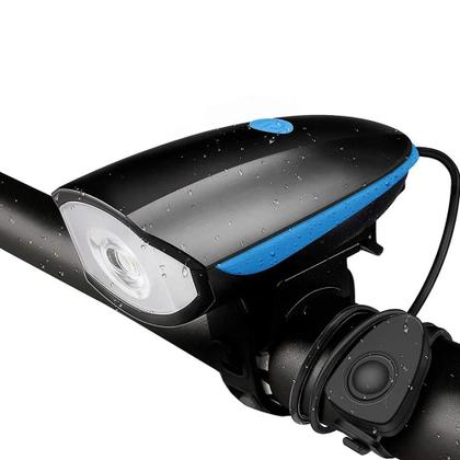 Imagem de Lanterna LED Recarregável USB Para Bicicleta Com Buzina, Conjunto De Farol E Luz Traseira À Prova