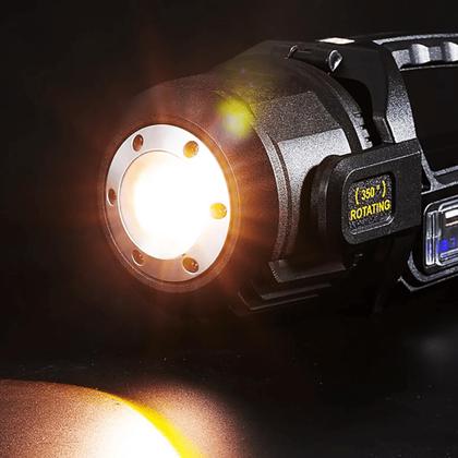 Imagem de Lanterna LED Super Brilhante Multifuncional Rotativa Alta Capacidade Solar Recarregável LK3124