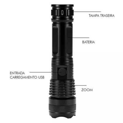 Imagem de Lanterna LED T9 Mais Forte Do Mundo Ultra USB Bateria Recarregável A prova d'água Potente Vigia Vigilante Sitio Fazenda