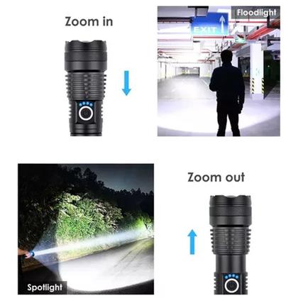 Imagem de Lanterna LED T9 Mais Forte Do Mundo Ultra USB Bateria Recarregável A prova d'água Potente Vigia Vigilante Sitio Fazenda