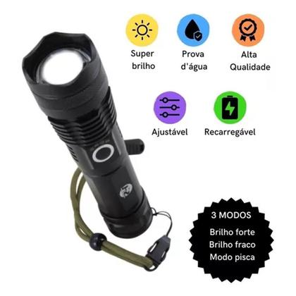 Imagem de Lanterna LED T9 Mais Forte Do Mundo Ultra USB Bateria Recarregável A prova d'água Potente Vigia Vigilante Sitio Fazenda