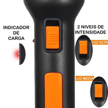 Imagem de Lanterna Manual Recarregável Tomada Alta Duração Potente 5-led Max-3368