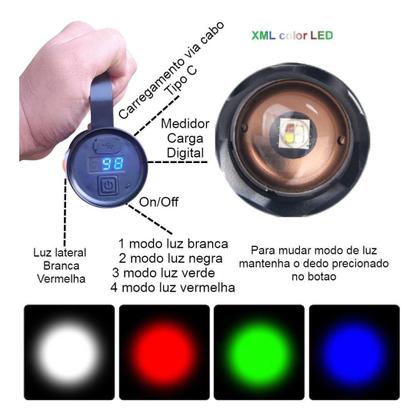 Lanterna Multi-Colors 4 Cores De Led Recarregável Usb Jy9816 - JYX