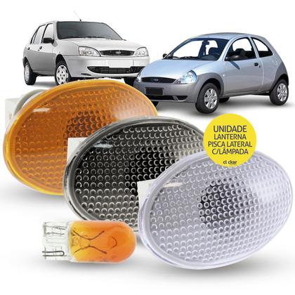 Imagem de Lanterna Pisca Seta Lateral + Soquete e Lâmpada Ford Ka 1997 a 2006 Fiesta 1996 a 2002 Courier 1997 a 2013 Transit